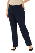 Pantalon Femme Grande Taille à Taille Haute en Lycra Anthracite Coupe Droite
