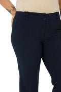 Pantalon Femme Grande Taille à Taille Haute en Lycra Anthracite Coupe Droite