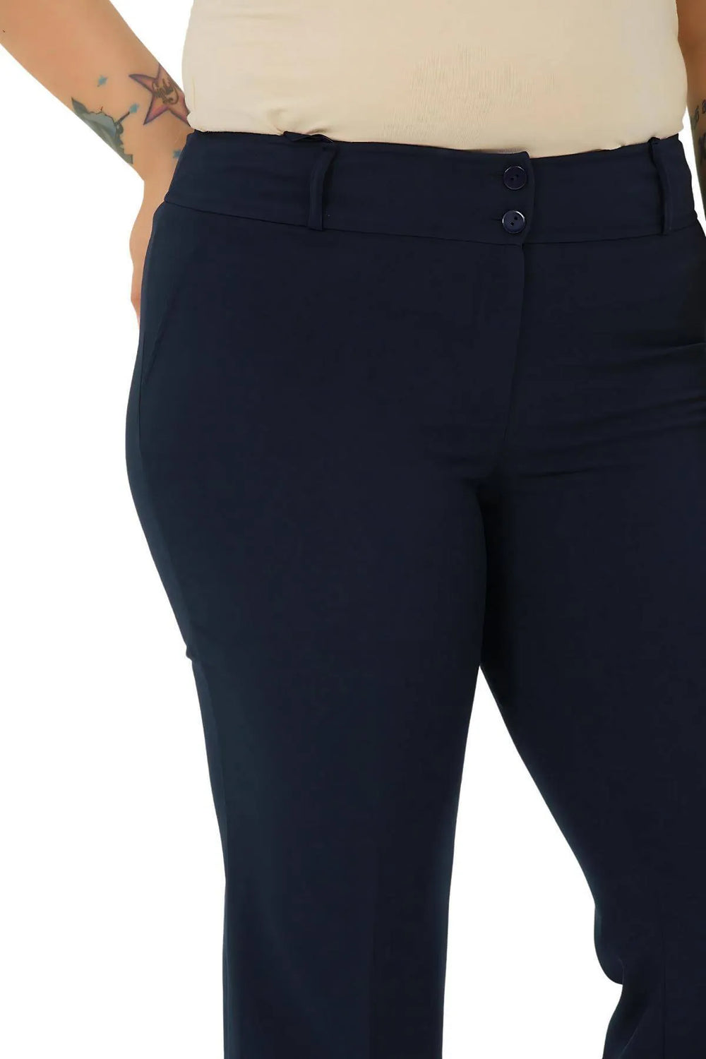 Женские брюки больших размеров | Эластичные | Хлопковые | С высокой талией | Прямые | Повседневные деловые - Image 28