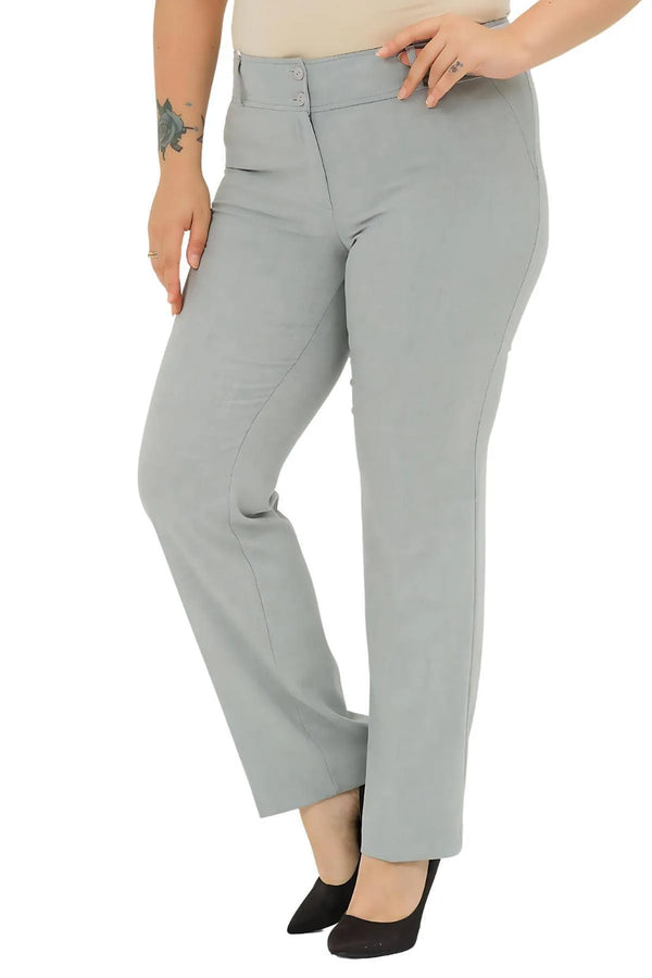 Женские брюки больших размеров | Эластичные | Хлопковые | С высокой талией | Прямые | Повседневные деловые