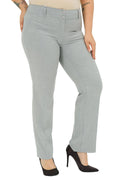 Pantalon Femme Grande Taille à Taille Haute en Lycra Anthracite Coupe Droite