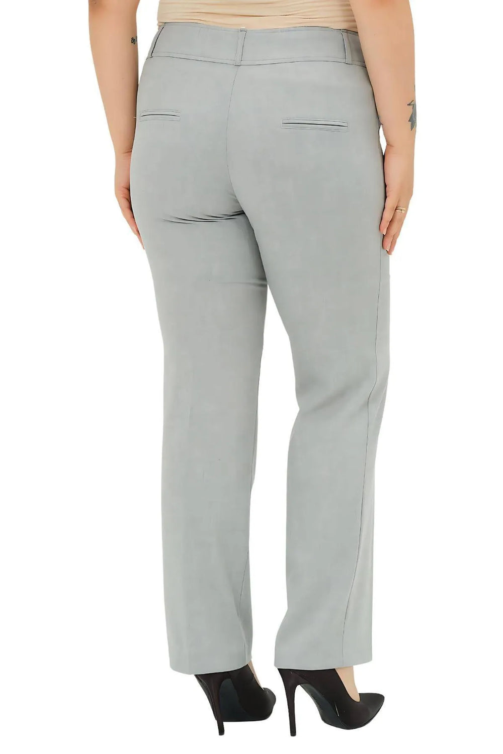 Женские брюки больших размеров | Эластичные | Хлопковые | С высокой талией | Прямые | Повседневные деловые - Image 35