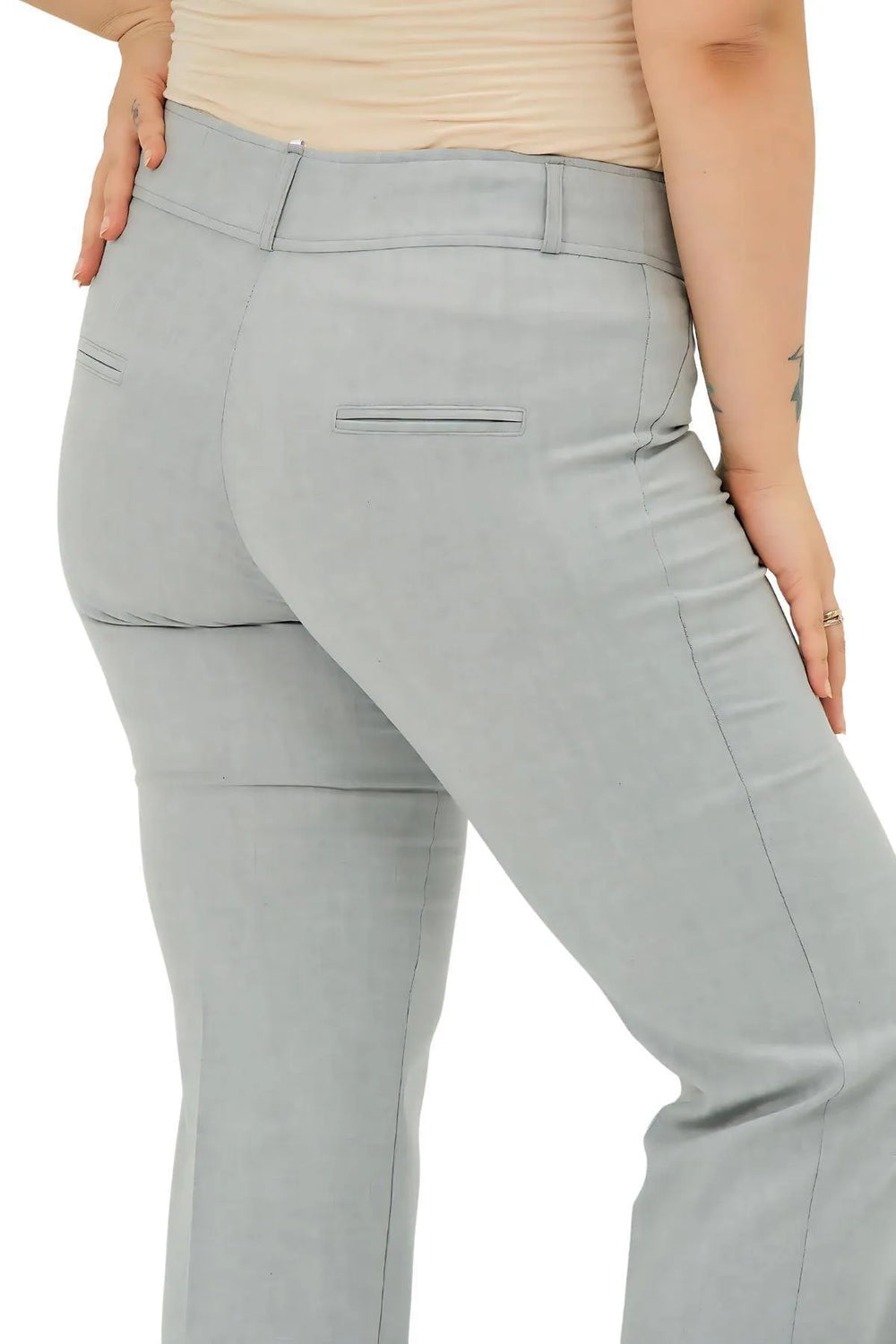 Женские брюки больших размеров | Эластичные | Хлопковые | С высокой талией | Прямые | Повседневные деловые - Image 36