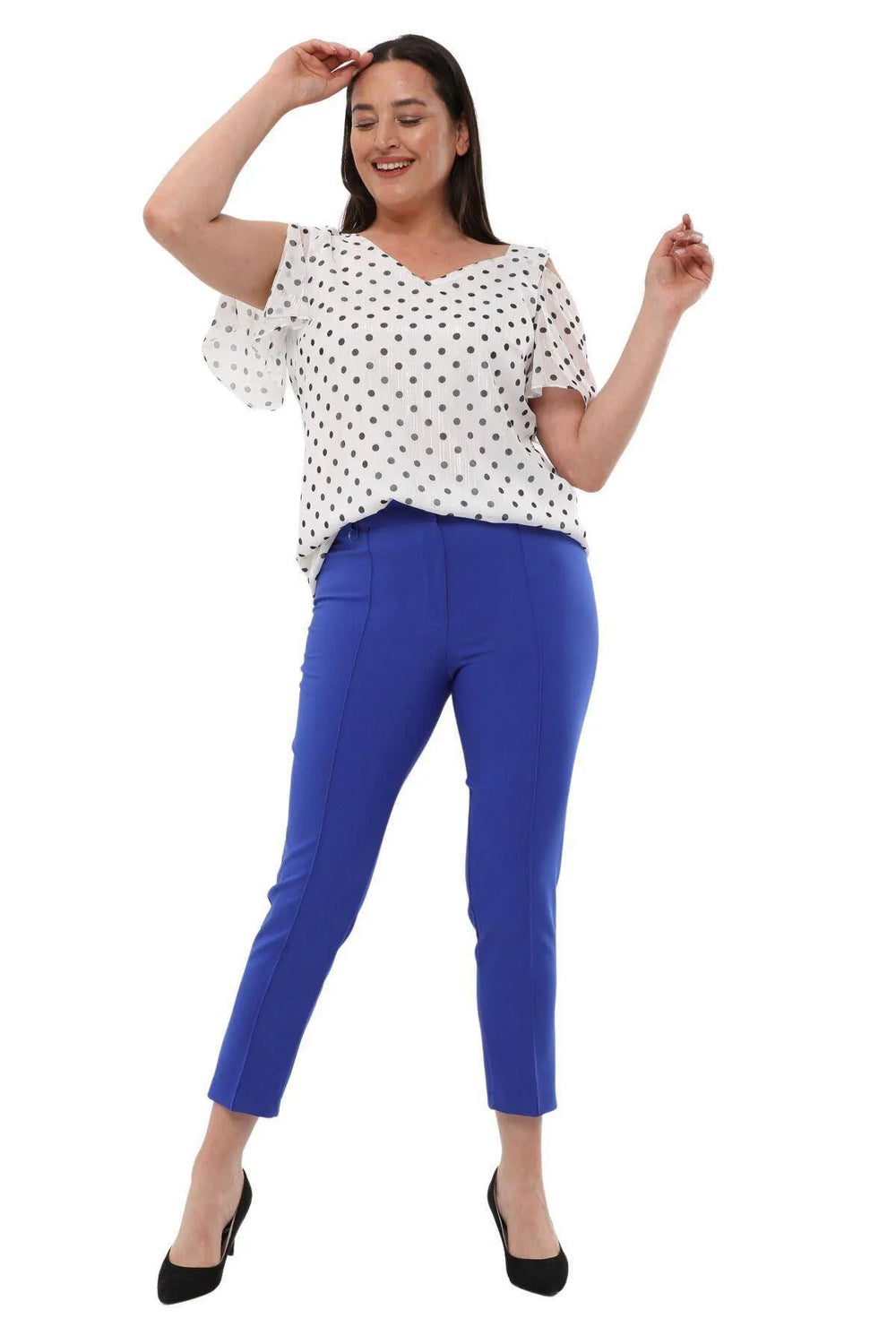 Büyük Beden Kadın Yüksek Bel Likralı Atlas Pantolon - Image 25