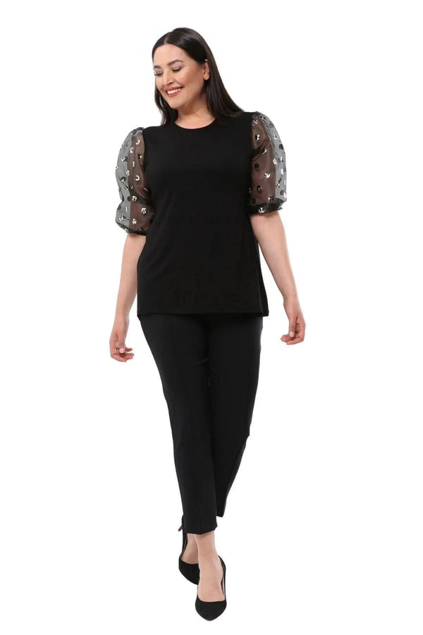 Büyük Beden Kadın Yüksek Bel Likralı Atlas Pantolon