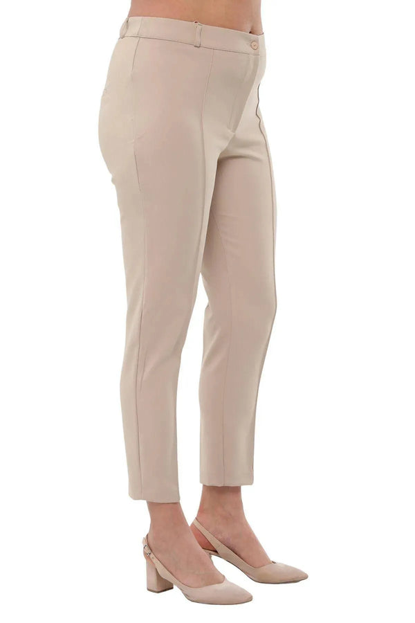 Büyük Beden Kadın Yüksek Bel Likralı Atlas Pantolon