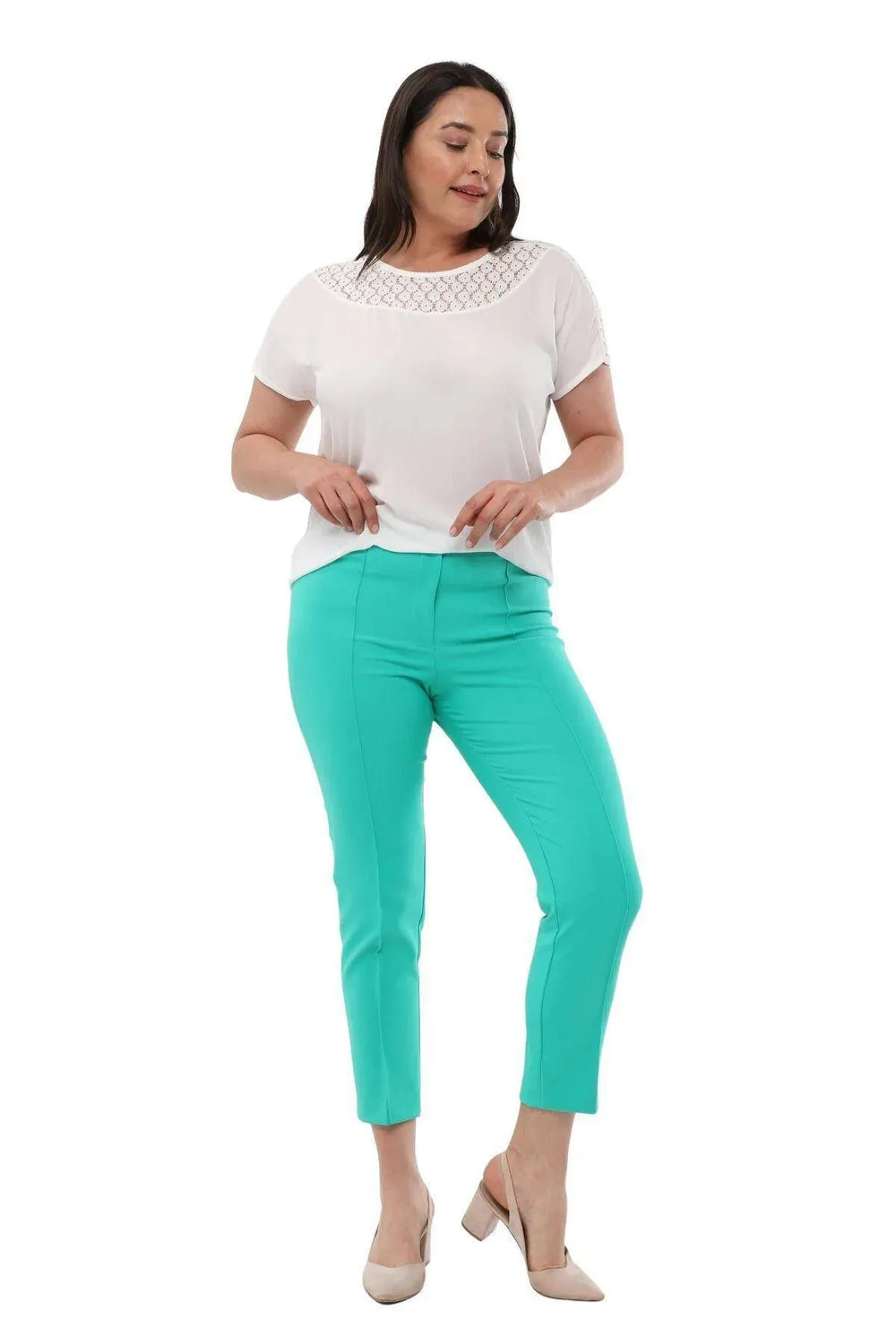 Büyük Beden Kadın Yüksek Bel Likralı Atlas Pantolon - Image 1