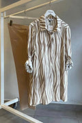 Plus-Size Damen Tunika-Hemd mit Zebra-Print aus Baumwoll-Viscose - Beige