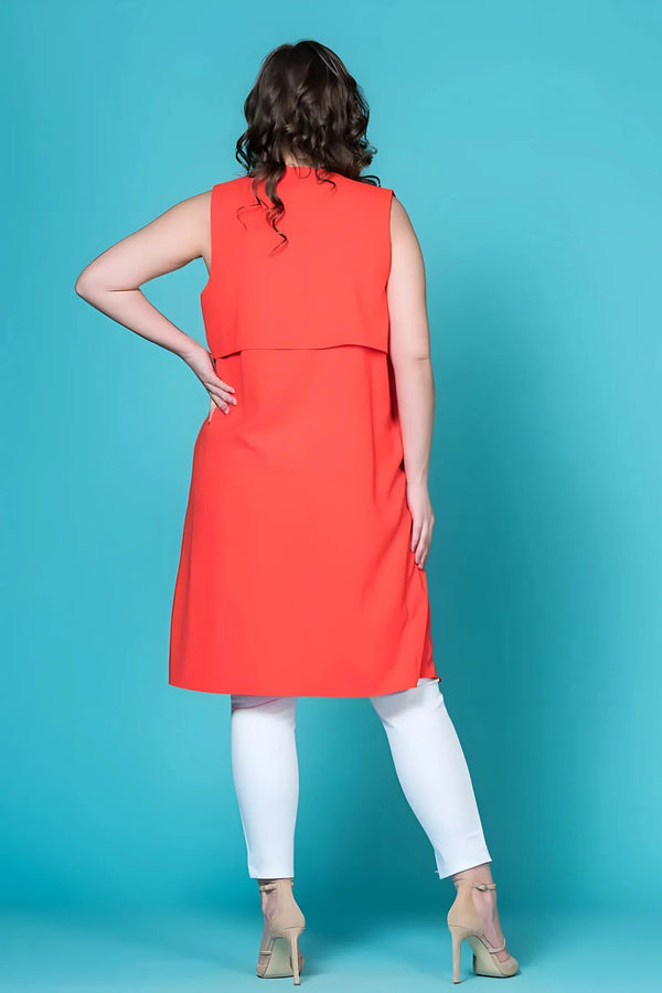 Жилет из крепа больших размеров - Розовый и Коралловый