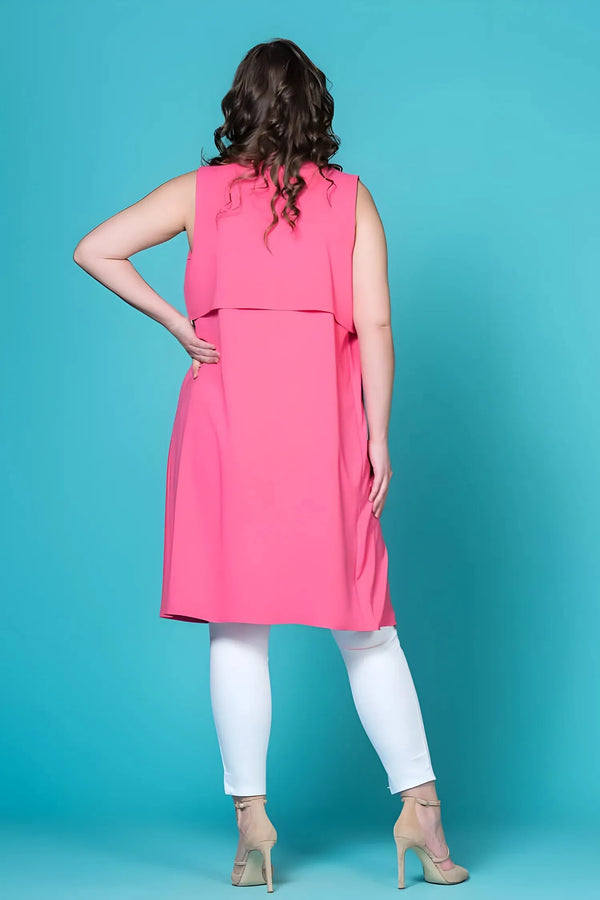 Жилет из крепа больших размеров - Розовый и Коралловый