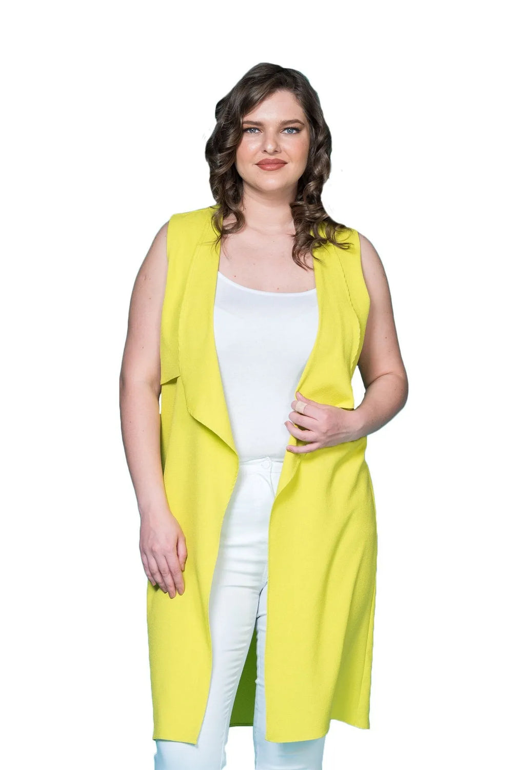 Жилет из крепа больших размеров - Розовый и Коралловый - Image 11