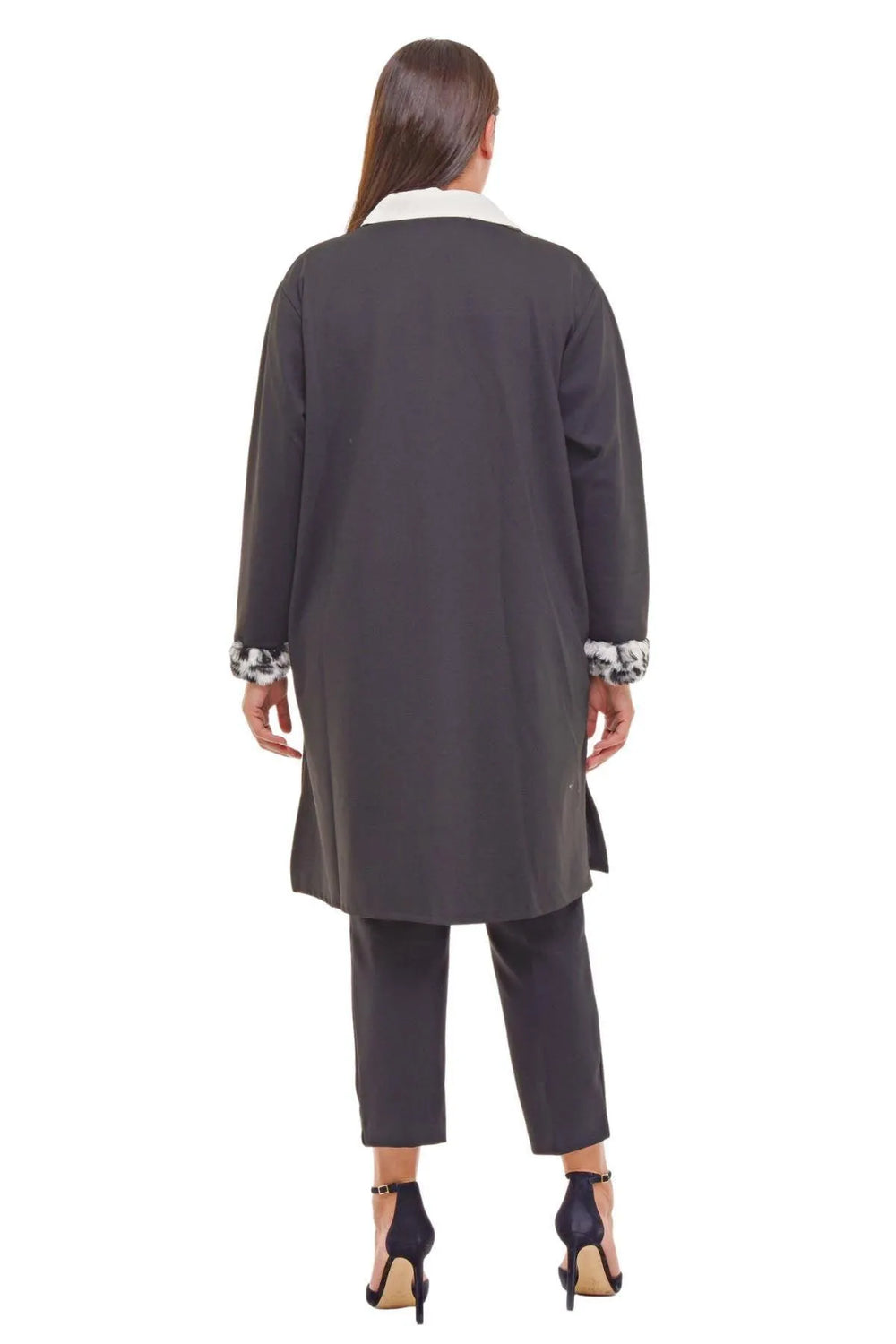 Büyük Beden Leopar Desenli Çelik Örgü Hırka - Image 4