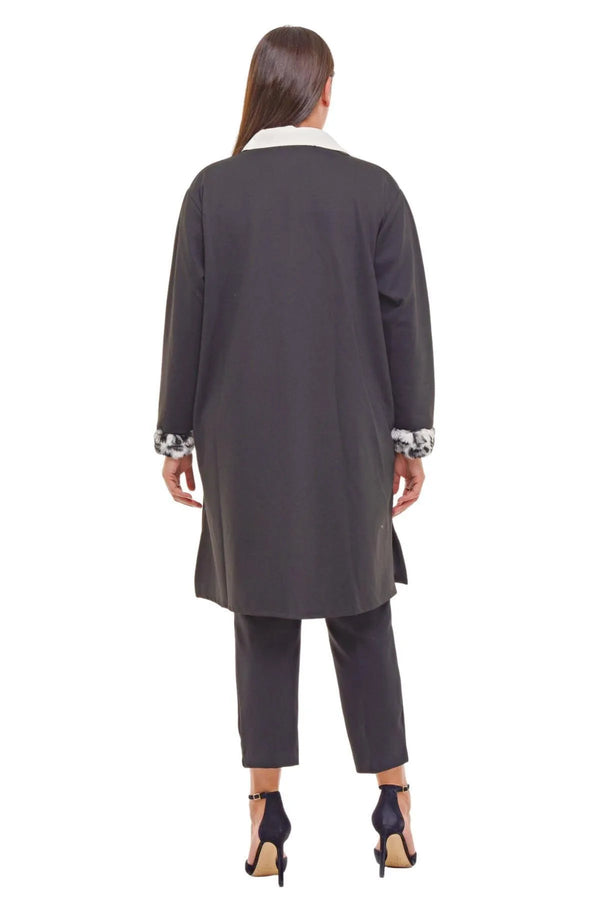 Büyük Beden Leopar Desenli Çelik Örgü Hırka