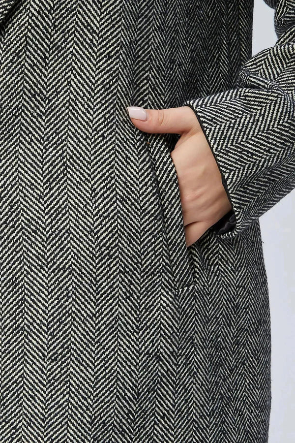 Büyük Beden Leopar Desenli Kaşe Kaban - Kış Sezonu Şık