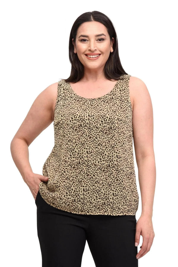 Büyük Beden Kadın Büyük Beden Leopar Desenli Pamuklu Viskon Bluz - Yazlık Büyük Beden Bluz Kahverengi Leopar Desenli