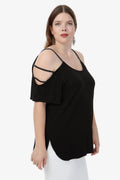 Blouse violette Hanezza grande taille en coton-viscose avec perles aux épaules