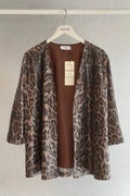 Exklusive Plus Size Abendjacke mit Pailletten und Leopardenmuster