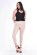 Hanezza Plus Size High-Waist Lycra Atlas-Hose – Knöchellang in Creme