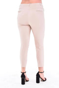 Hanezza Plus Size High-Waist Lycra Atlas-Hose – Knöchellang in Creme