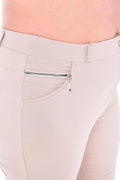 Hanezza Plus Size High-Waist Lycra Atlas-Hose – Knöchellang in Creme