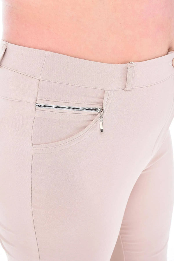 Plus Size High-Waist Lycra Cream Ankle-Length Atlas Trousers