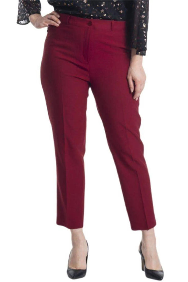 Plus Size High-Waist Lycra Cream Ankle-Length Atlas Trousers