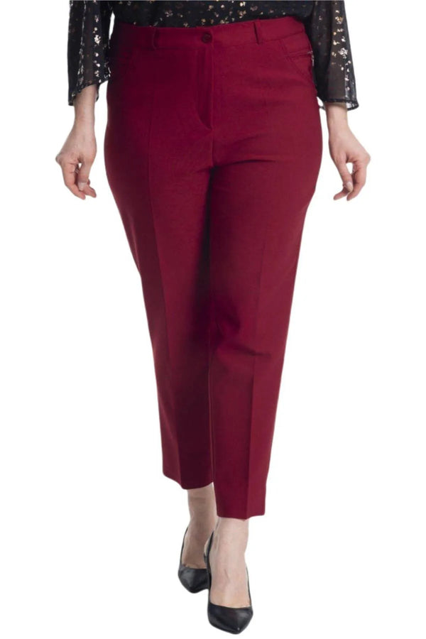 Plus Size High-Waist Lycra Cream Ankle-Length Atlas Trousers