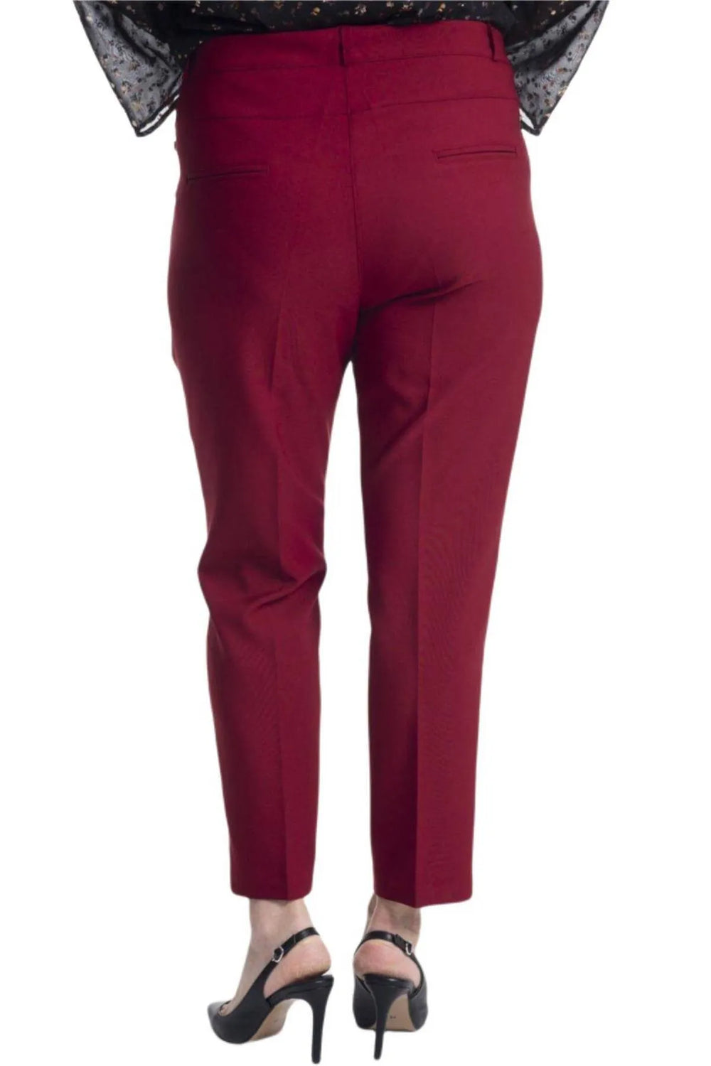 Plus Size High-Waist Lycra Cream Ankle-Length Atlas Trousers - Image 20