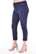 Hanezza Plus Size High-Waist Lycra Atlas-Hose – Knöchellang in Creme