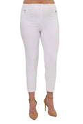 Hanezza Plus Size High-Waist Lycra Atlas-Hose – Knöchellang in Creme