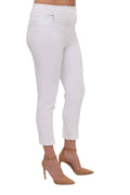 Hanezza Plus Size High-Waist Lycra Atlas-Hose – Knöchellang in Creme