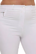 Hanezza Plus Size High-Waist Lycra Atlas-Hose – Knöchellang in Creme