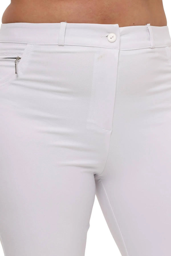 Plus Size High-Waist Lycra Cream Ankle-Length Atlas Trousers