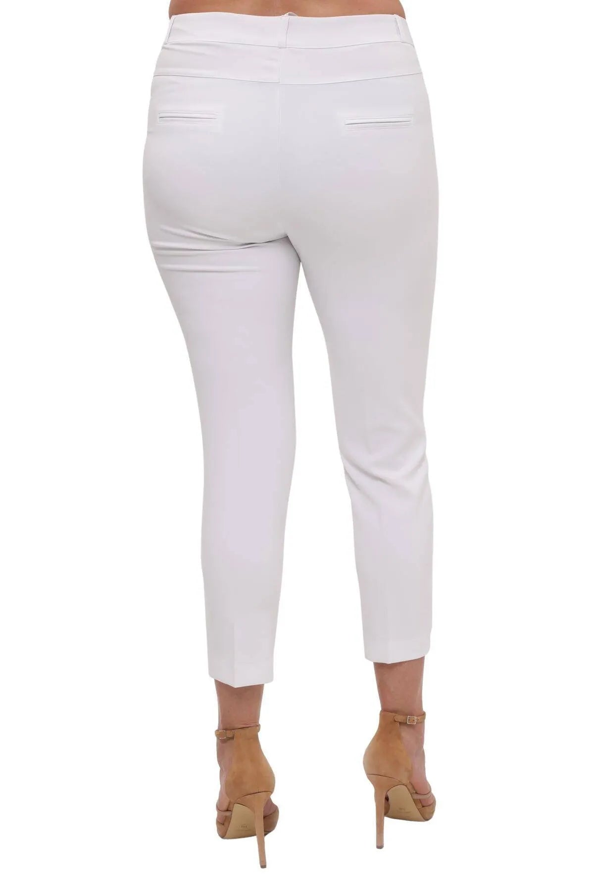 Hanezza Plus Size High-Waist Lycra Atlas-Hose – Knöchellang in Creme