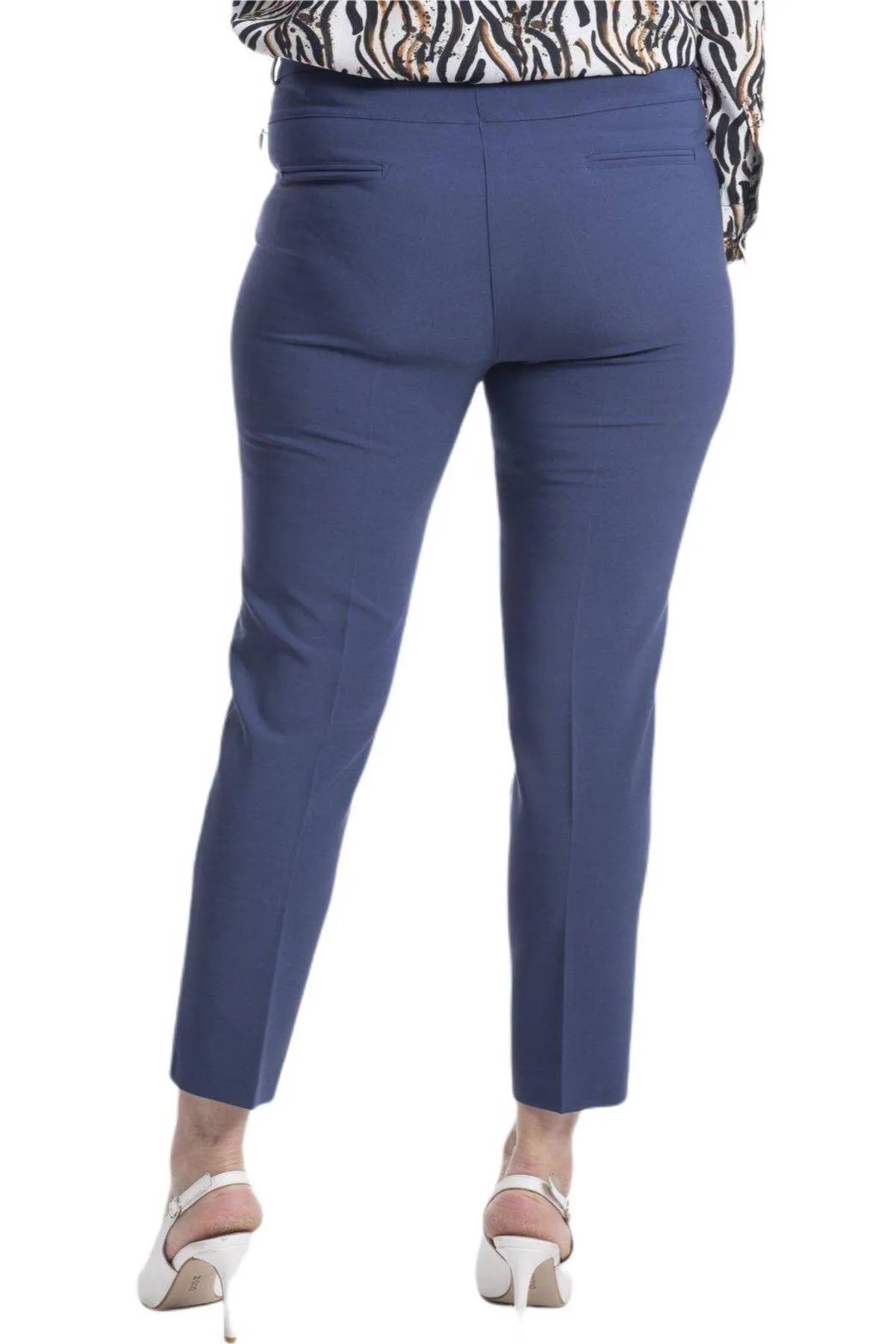 Hanezza Plus Size High-Waist Lycra Atlas-Hose – Knöchellang in Creme