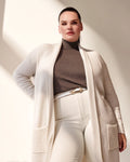 Strickcardigan in großen Größen mit Schalkragen – Acryl, Taschen mit Glitzerdetails