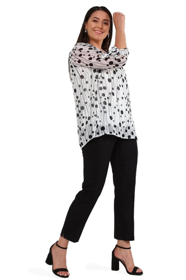 Büyük Beden Şifon Bluz Çiçek Desenli - Pamuklu Viskon Kumaş