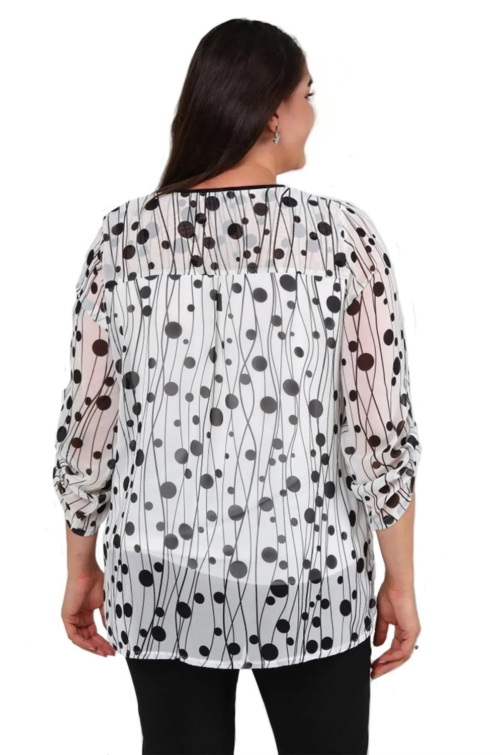 Büyük Beden Şifon Bluz Çiçek Desenli - Pamuklu Viskon Kumaş - Image 25