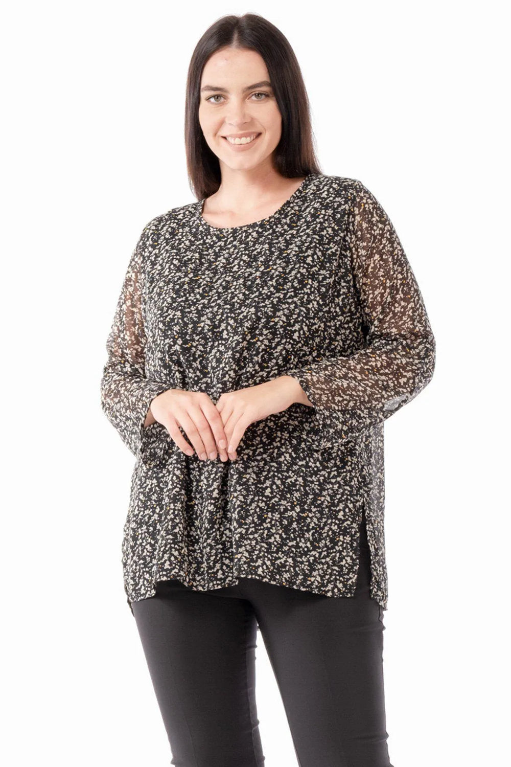 Büyük Beden Şifon Bluz Çiçek Desenli - Pamuklu Viskon Kumaş - Image 27