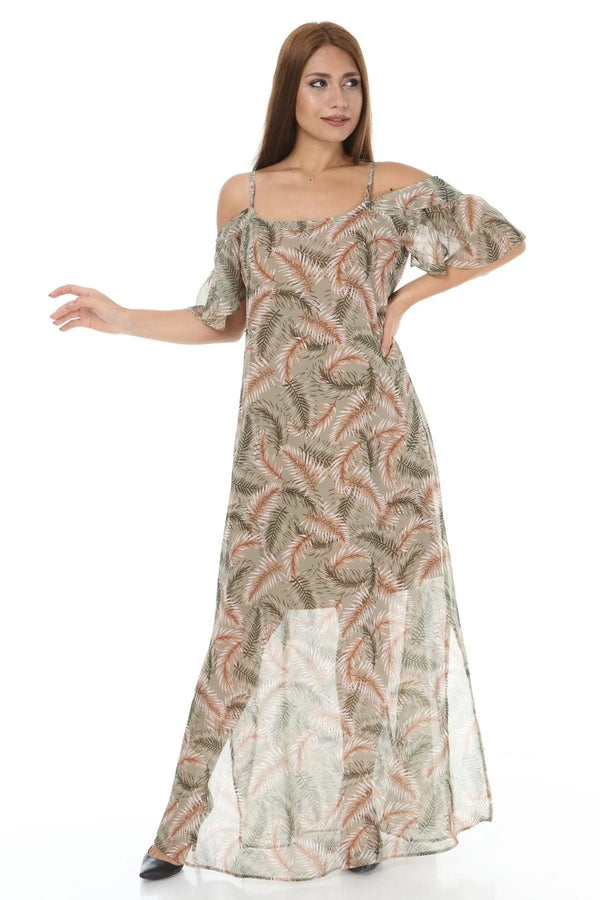 Büyük Beden Şifon Maxi Elbise Çiçek Desenli Pamuklu Viskon