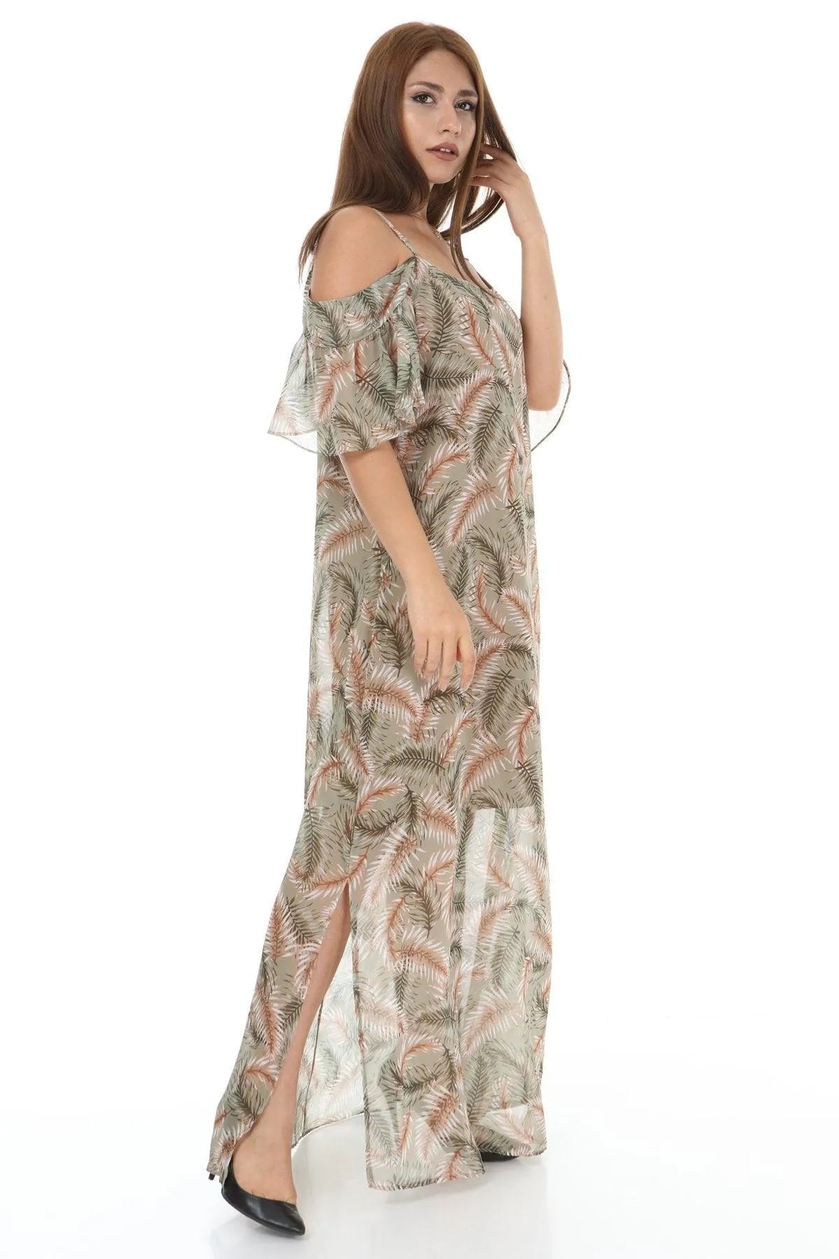 Plus Size Chiffon Maxi Dress Floral Printed Cotton Viscose