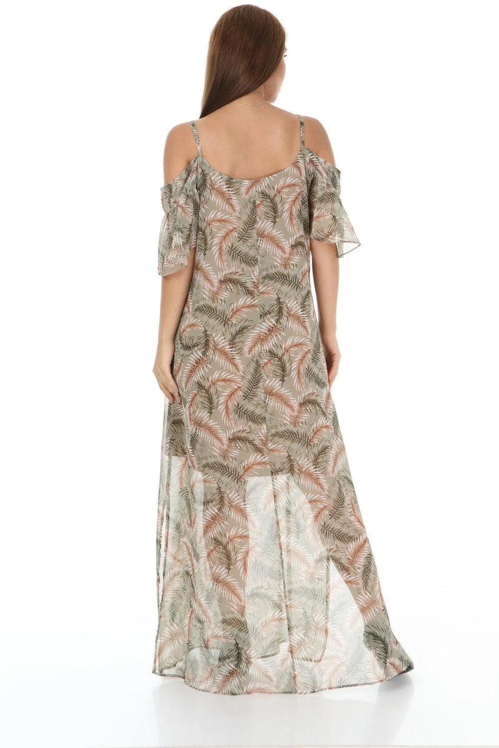 Büyük Beden Şifon Maxi Elbise Çiçek Desenli Pamuklu Viskon - Image 6