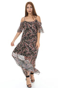 Plus Size Chiffon Maxi Dress Floral Printed Cotton Viscose
