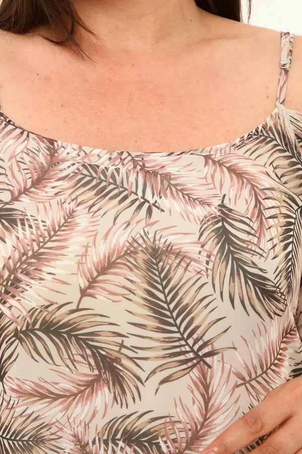 Büyük Beden Şifon Maxi Elbise Çiçek Desenli Pamuklu Viskon