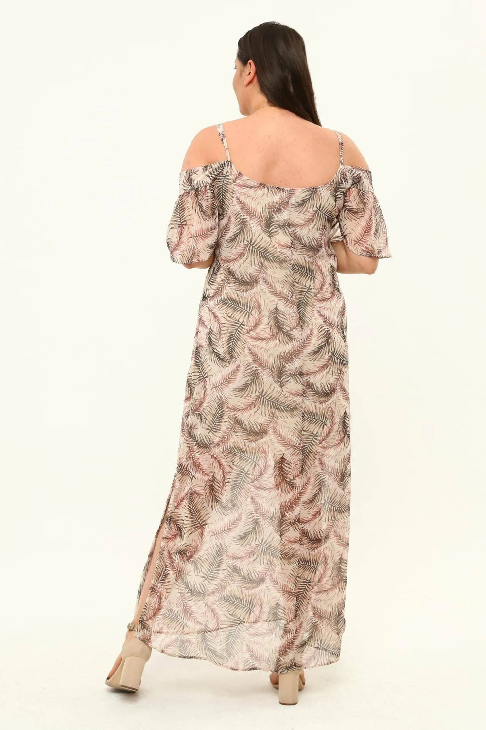 Büyük Beden Şifon Maxi Elbise Çiçek Desenli Pamuklu Viskon - Image 18