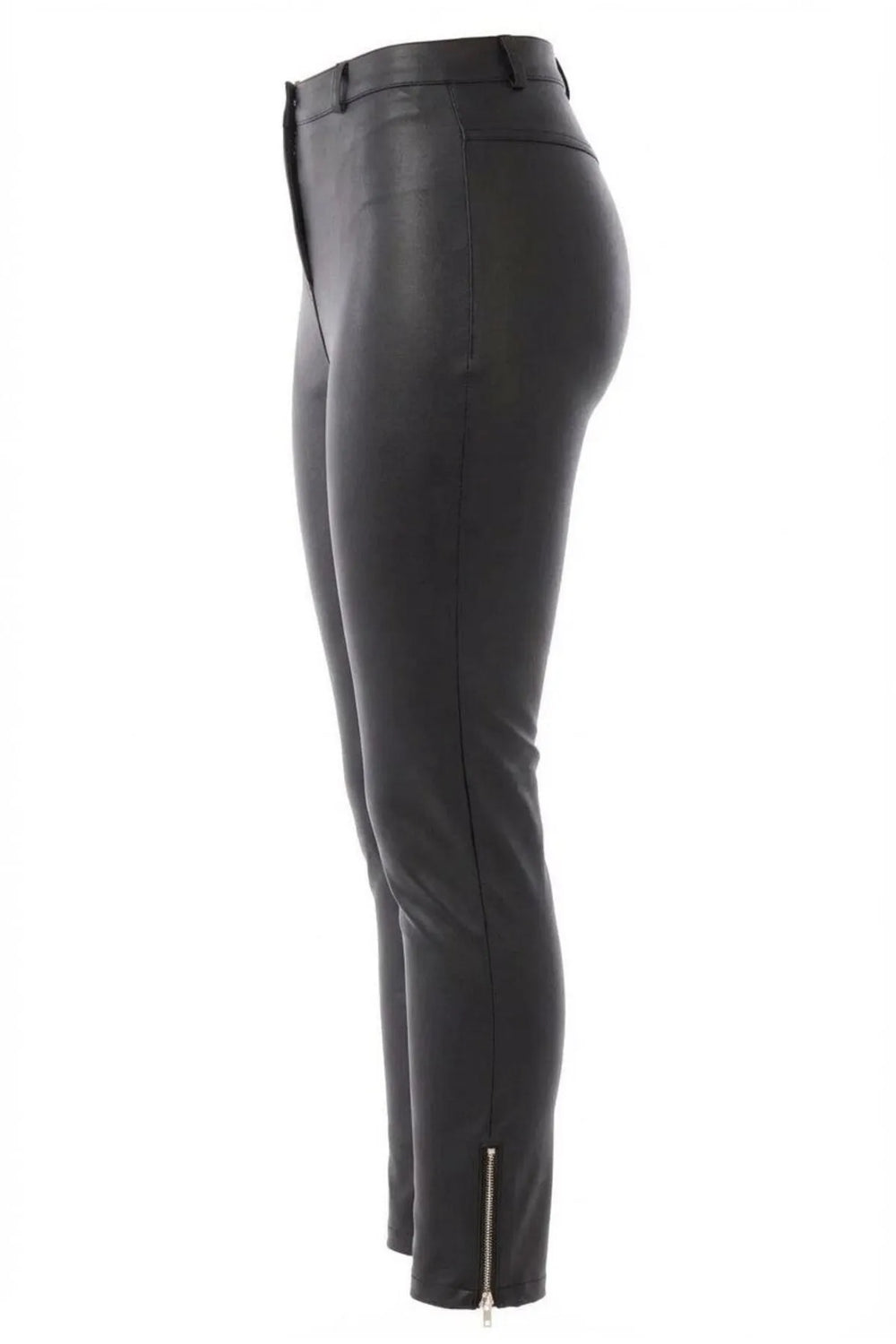 Брюки больших размеров Hanezza с эффектом кожи, высокой талией и лайкрой - Image 4