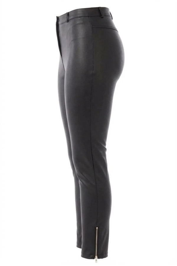 Брюки больших размеров Hanezza с эффектом кожи, высокой талией и лайкрой