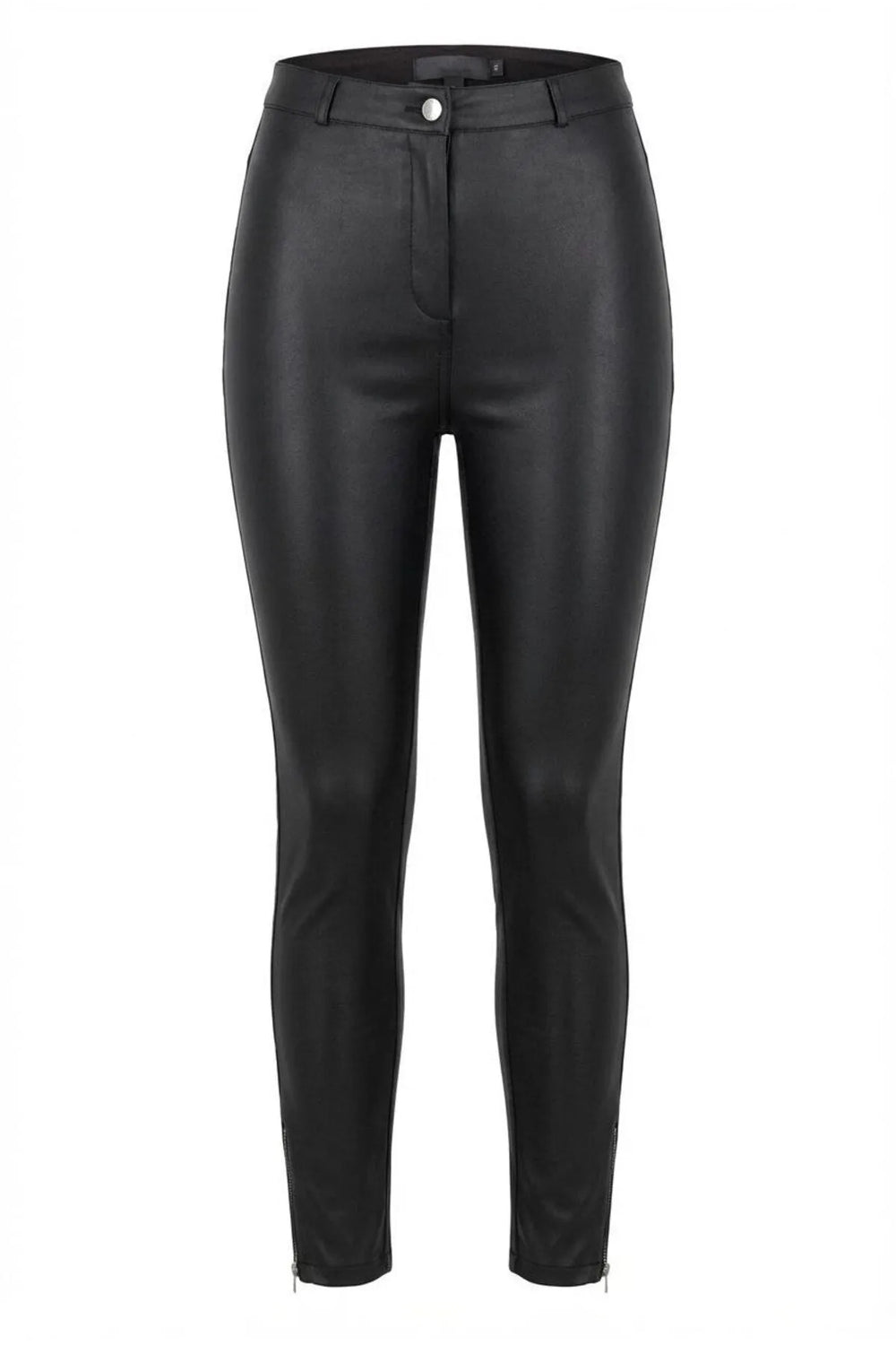 Брюки больших размеров Hanezza с эффектом кожи, высокой талией и лайкрой - Image 1