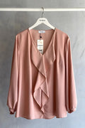 Elegante Plus Size Abendbluse mit Rüschen - Nadelspitze & Perlendetails - Jessica-Stoff