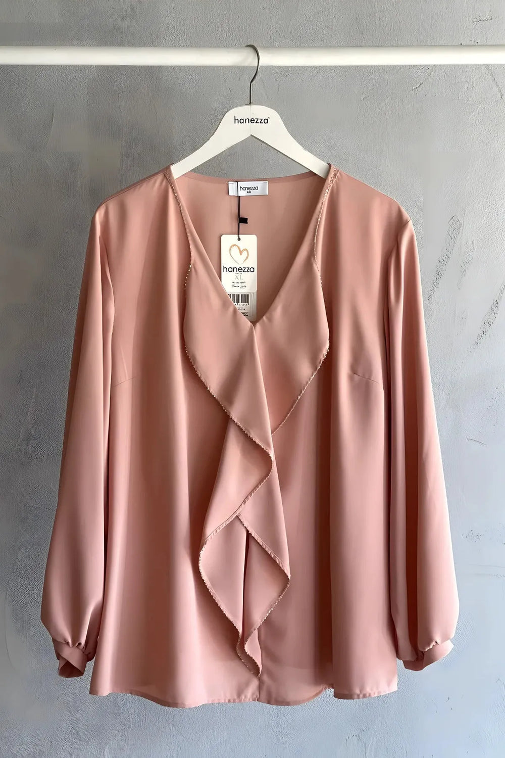 Plus Size Elegant Ruffled Evening Blouse - Needle Lace & Bead Detailed - Jessica Fabric - Image 23